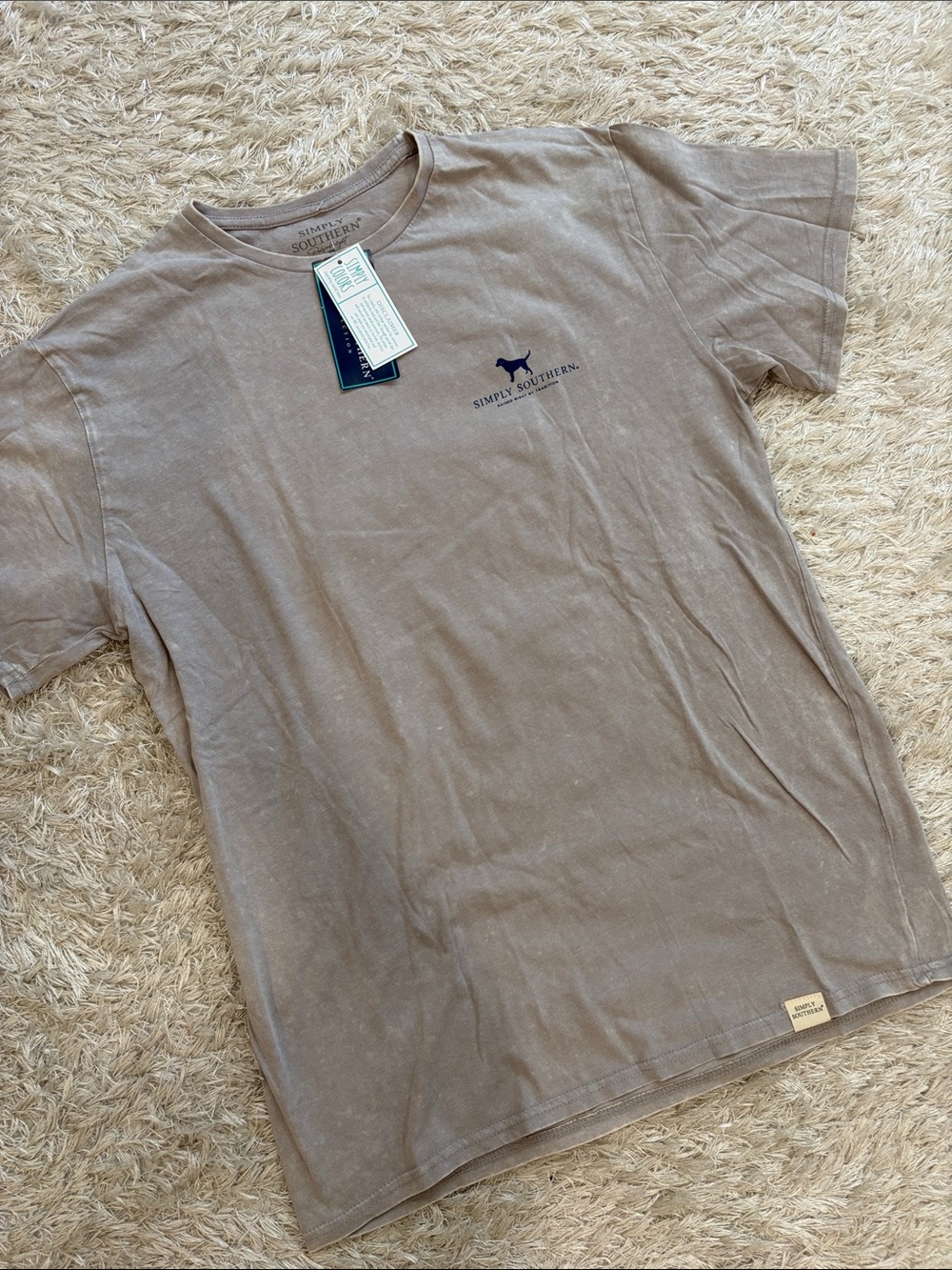 Simply Southern Taupe Short Sleeve Tee with Navy Logo